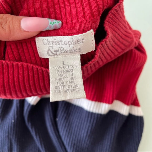 Christopher & Banks red white blue color block pullover sweater - Picture 4 of 4